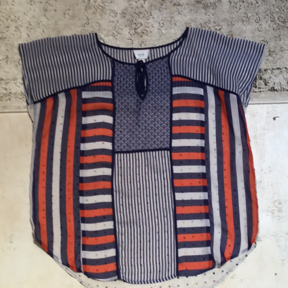 ECI New York sheer chiffon blouse top.